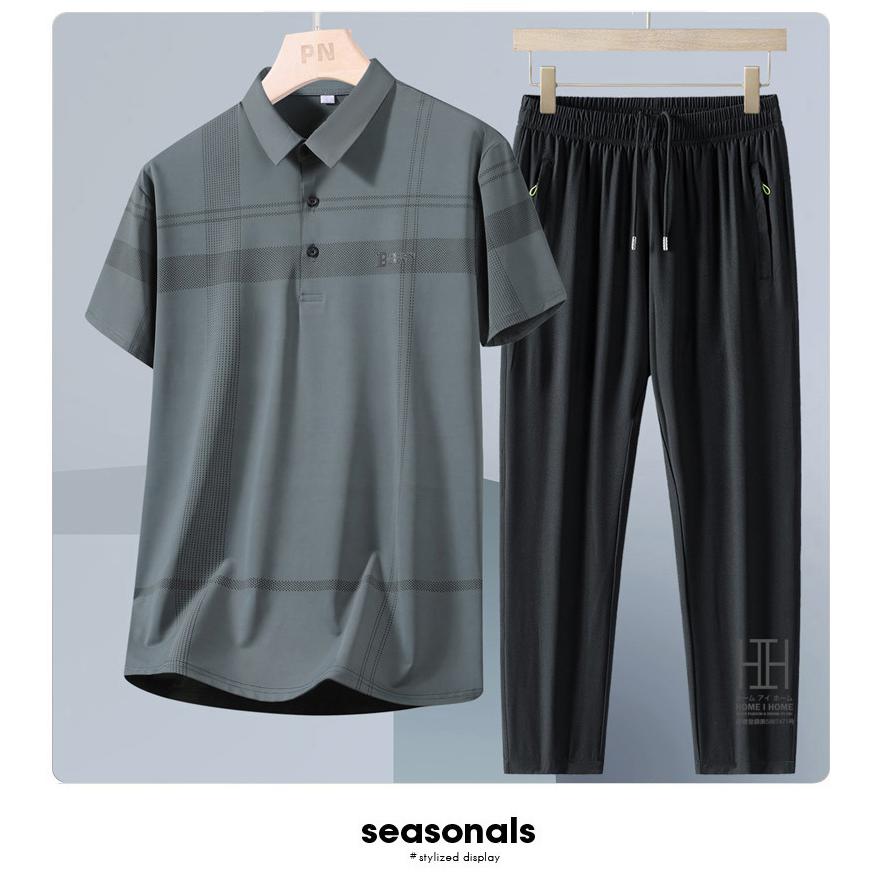 ゴルフウェア 上下セット 半袖ポロ イージーパンツ メンズ ゴムウェスト ジャージ セットアップ ドライ 冷感 涼感 ひんやり ストレッチ ワークマン ビジポロ | ホームアイホーム | 14