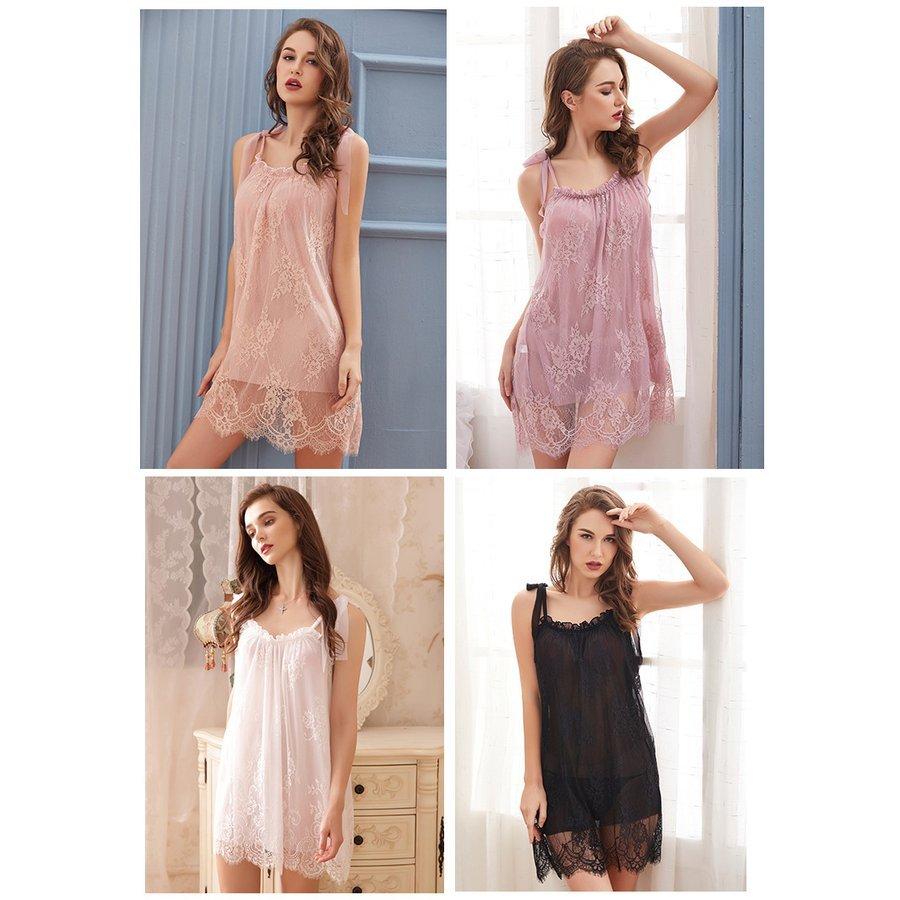 ベビードール セクシー 総レース 誘惑ランジェリー レディース花柄 シースルー エロ 女性 勝負下着 スリップ Tバック セット | ホームアイホーム | 01