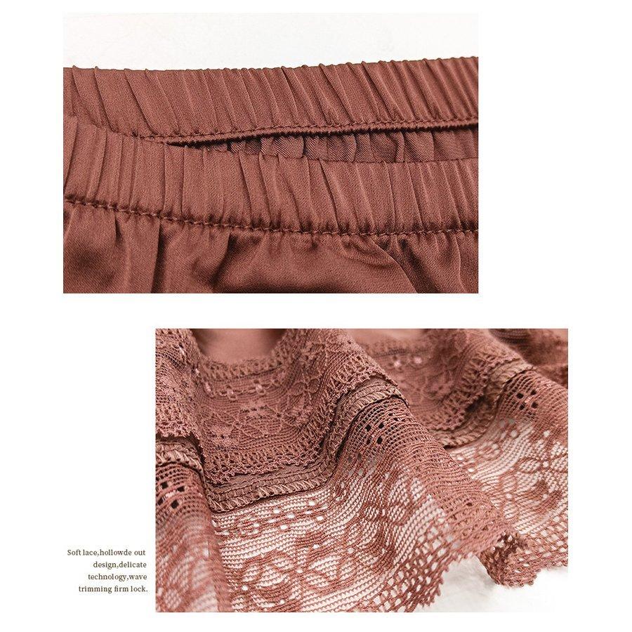 スリップ レディース Vネック サテン レース 部屋着 夏 キャミソール ナイトウェア 光沢 セクシー シルク調 上下セット かわいい ショートパンツ | ホームアイホーム | 14