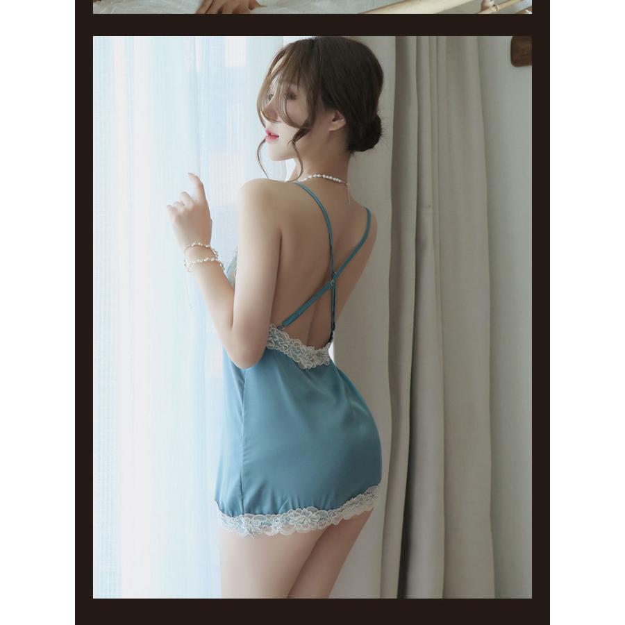 ベビードール ランジェリー Vネック レディース 超ミニ丈 一部レース 過激 勝負下着 セクシー Tバック付き スリップ 滑らか キャミソール | ホームアイホーム | 19