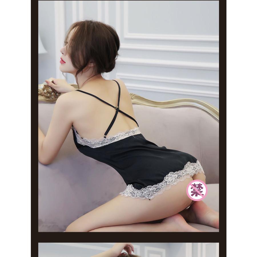 ベビードール ランジェリー Vネック レディース 超ミニ丈 一部レース 過激 勝負下着 セクシー Tバック付き スリップ 滑らか キャミソール | ホームアイホーム | 06