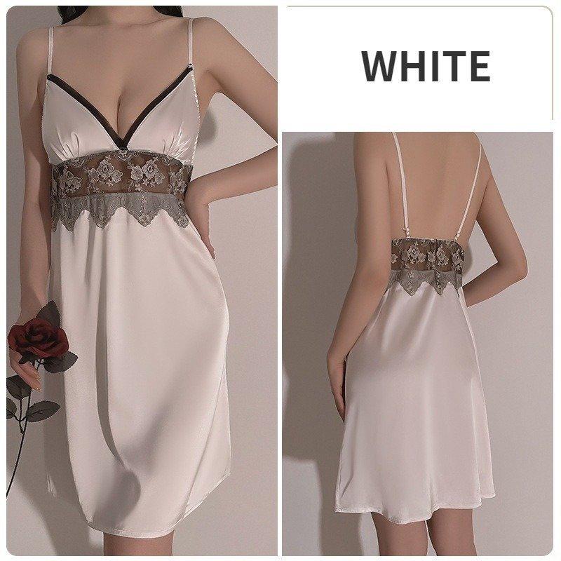 キャミソール レディース サテン Vネック ツルツル ランジェリー セクシー スリップ 下着 かわいいワンピース セット レース ナイトウェア インナー | ホームアイホーム | 06