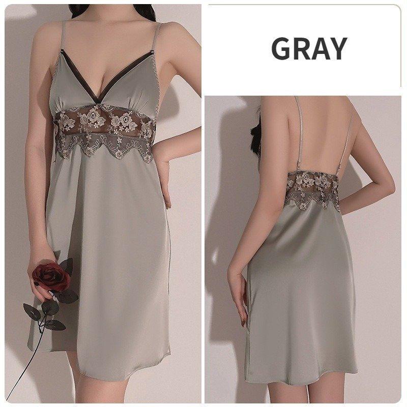 キャミソール レディース サテン Vネック ツルツル ランジェリー セクシー スリップ 下着 かわいいワンピース セット レース ナイトウェア インナー | ホームアイホーム | 08
