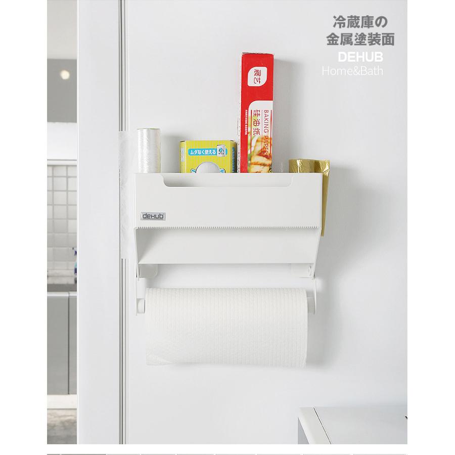 ラップホルダー 大容量 台所ラック 多機能 プラスチック刄あり 収納用品 穴あけ不要 キッチンパネル キッチン 耐荷重3kg 吸着シート仕様 | ホームアイホーム | 15