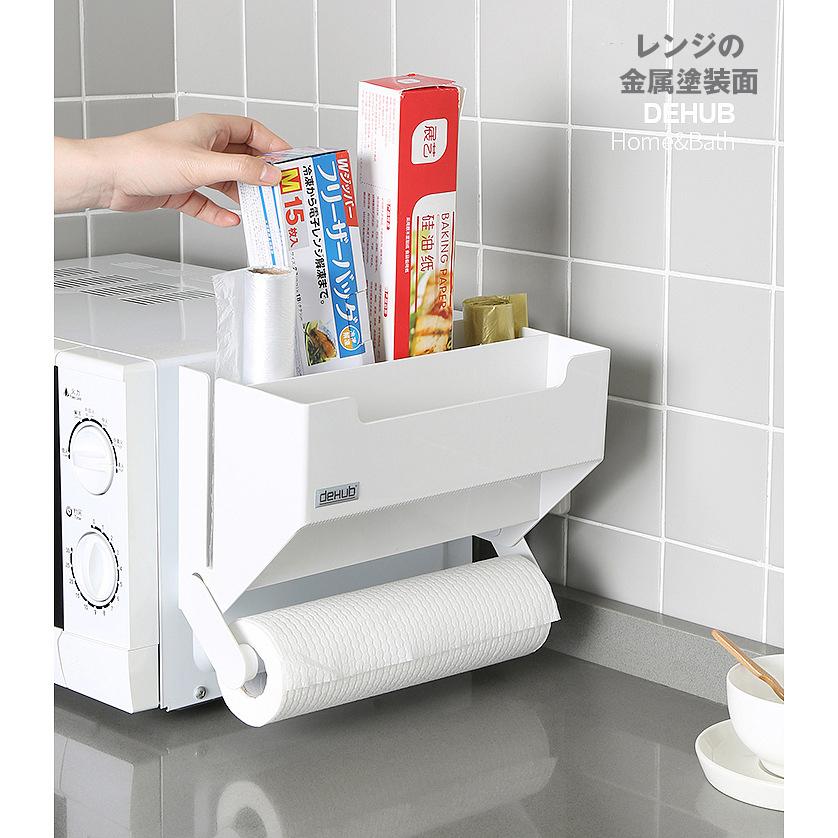 ラップホルダー 大容量 台所ラック 多機能 プラスチック刄あり 収納用品 穴あけ不要 キッチンパネル キッチン 耐荷重3kg 吸着シート仕様 | ホームアイホーム | 18