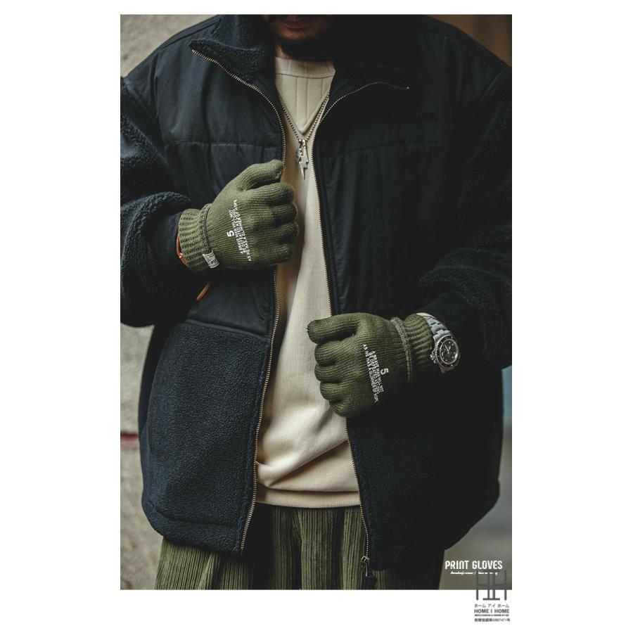 グローブ ニットグローブ メンズ レディース 防寒グッズ 男女兼用 ミリタリー系 プリント入り 防寒 保温 手袋 おしゃれ プレゼント ギフト バイク アウトドア | ホームアイホーム | 12