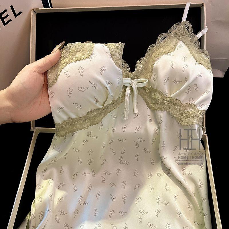 スリップ レディース ランジェリー キャミソール ワンピース カップ付き レース 花柄 サテン調 部屋着 涼感 接触冷感 大人 可愛い セクシー ギフト プレゼント | ホームアイホーム | 05