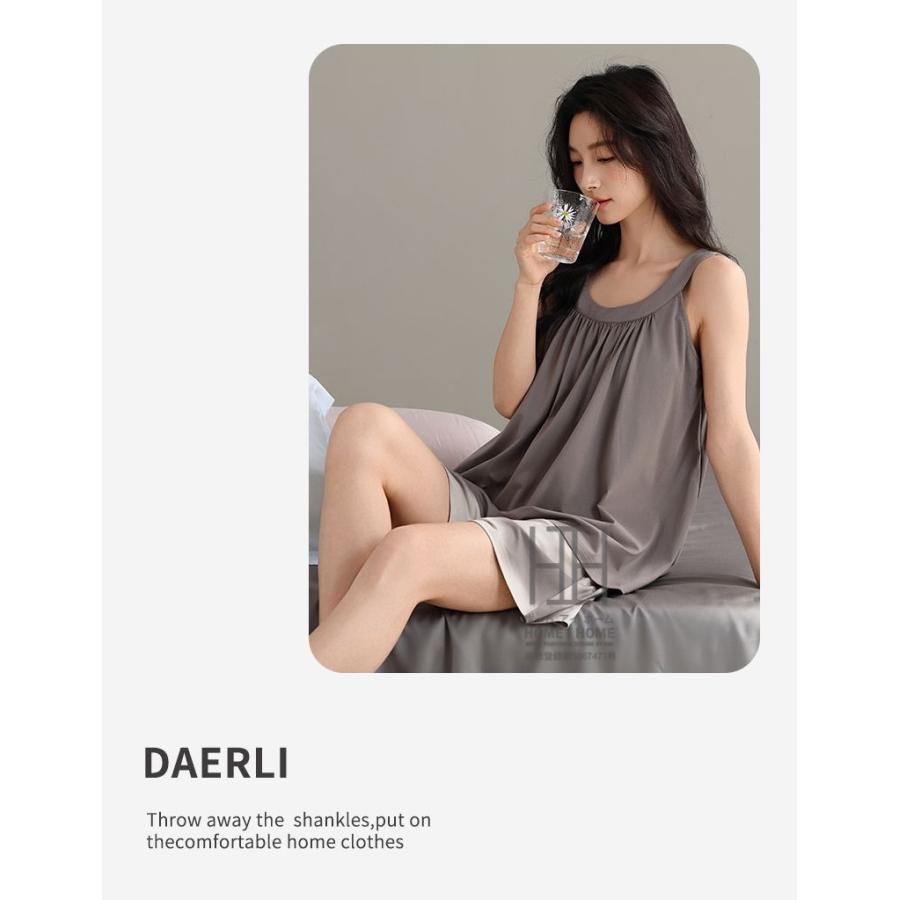 パジャマ レディース 夏用 2点セット タンクトップ ショートパンツ 短パン 部屋着 涼感 ストレッチ 柔らかい ルームウェア 吸湿 薄手 体型カバー 大きいサイズ | ホームアイホーム | 12