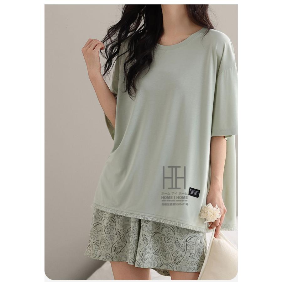 ルームウェアセット パジャマ セット レディース 半袖Tシャツ ショートパンツ 体型カラー ストレッチ ゆったり 部屋着 お出かけ 涼感 薄手 吸湿 抗菌 静電気防止 | ホームアイホーム | 14