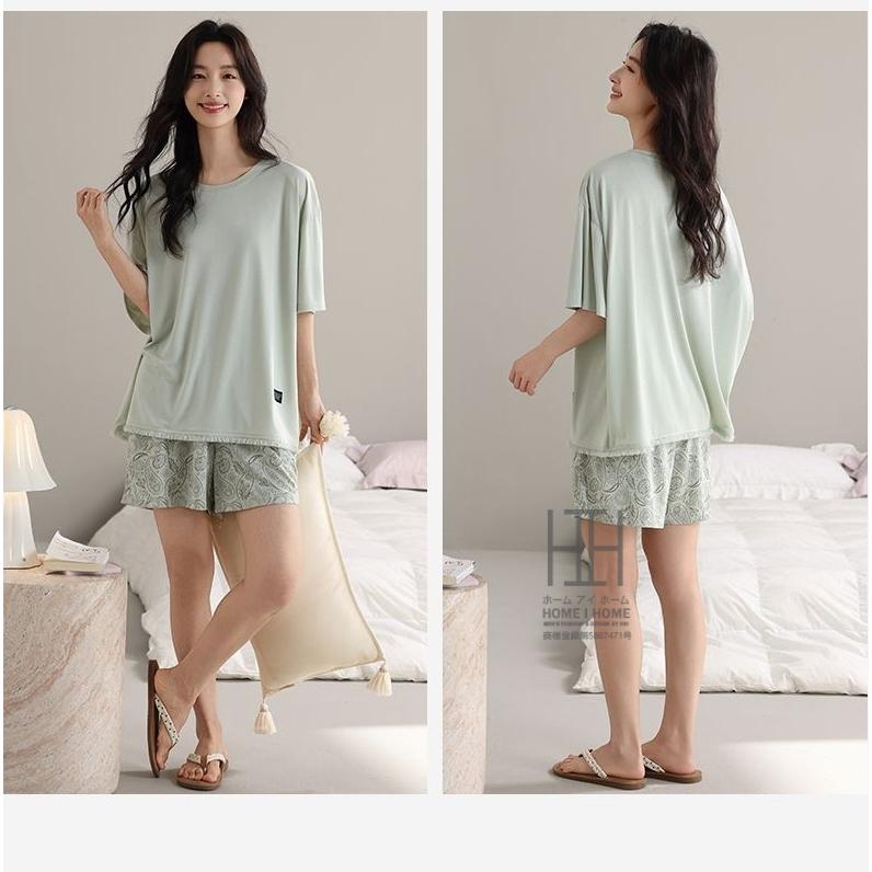 ルームウェアセット パジャマ セット レディース 半袖Tシャツ ショートパンツ 体型カラー ストレッチ ゆったり 部屋着 お出かけ 涼感 薄手 吸湿 抗菌 静電気防止 | ホームアイホーム | 03