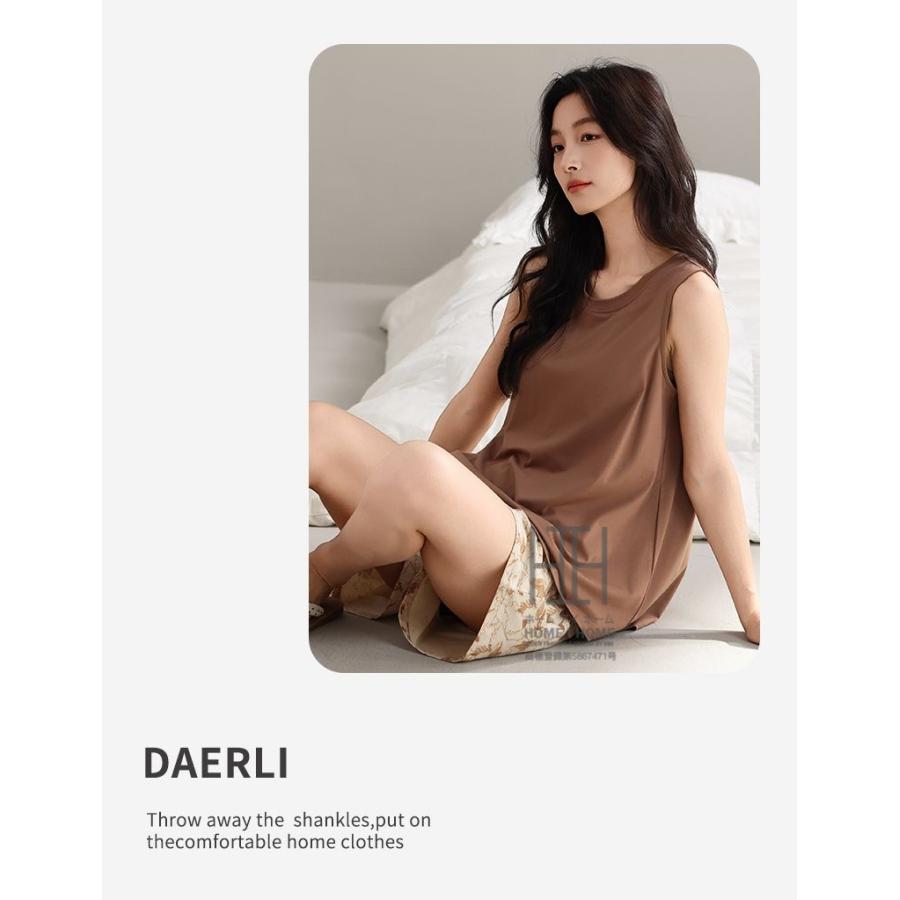 ルームウェア 2点セット パジャマ レディース カップ付きタンクトップ ショートパンツ ストレッチ ゆったり リラックス 夏 部屋着  ホームウェア 涼感 薄手 | ホームアイホーム | 16