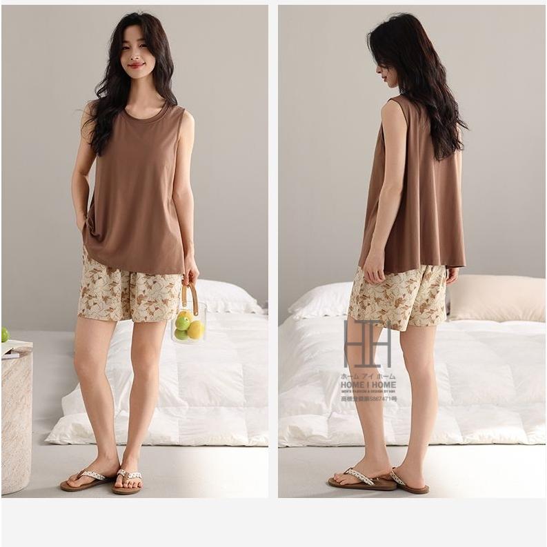 ルームウェア 2点セット パジャマ レディース カップ付きタンクトップ ショートパンツ ストレッチ ゆったり リラックス 夏 部屋着  ホームウェア 涼感 薄手 | ホームアイホーム | 03