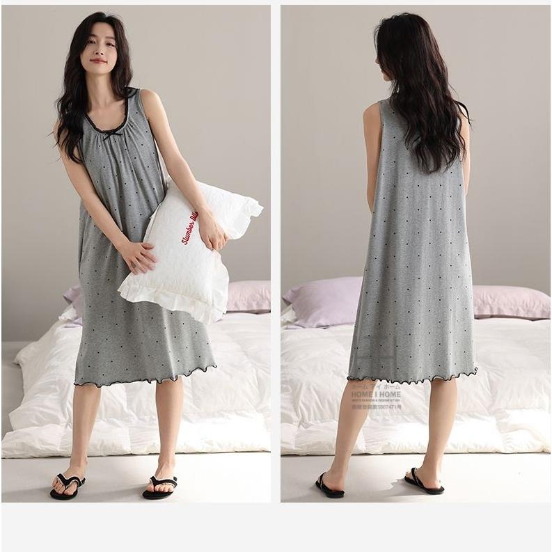 ナイトドレス ネグリジェ キャミソール レディース カップ付き ミモレ丈 涼感 ストレッチ 体型カバー 大きいサイズ パジャマ ルームウェア ホームウェア | ホームアイホーム | 03