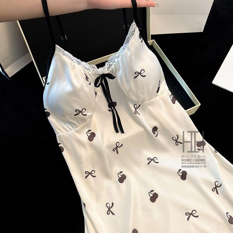 ランジェリー スリップ レディース キャミソール パジャマ サテン風 Vネック レース カップ付き 光沢 ひんやり 部屋着 可愛い セクシー 涼感 ルームウェア | ホームアイホーム | 13