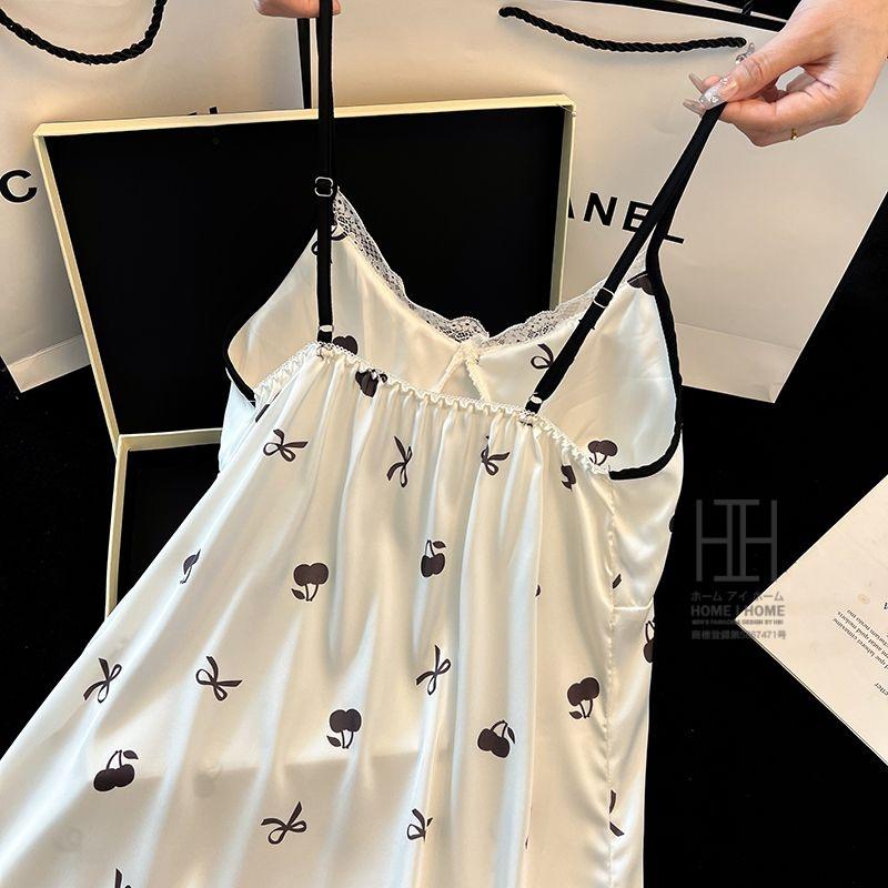 ランジェリー スリップ レディース キャミソール パジャマ サテン風 Vネック レース カップ付き 光沢 ひんやり 部屋着 可愛い セクシー 涼感 ルームウェア | ホームアイホーム | 16