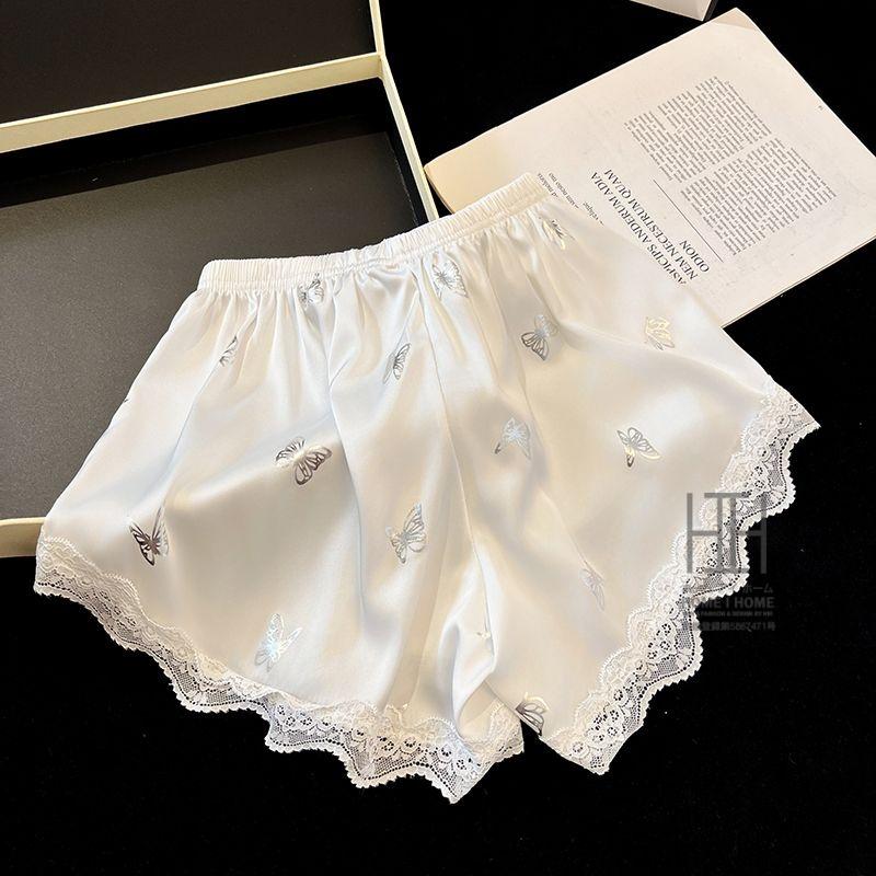 パジャマ 2点セット レディース キャミソール ショートパンツ カップ付き サテン調 光沢 蝶柄 接触冷感 Vネック リボン 夏 部屋着 ルームウェア かわいい ギフト | ホームアイホーム | 11