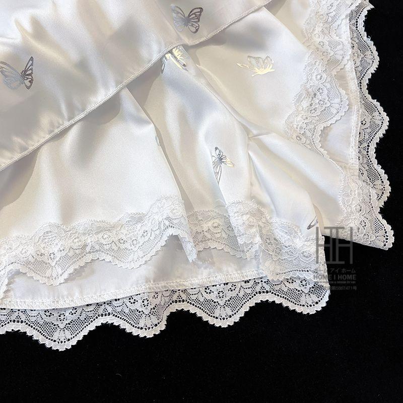 パジャマ 2点セット レディース キャミソール ショートパンツ カップ付き サテン調 光沢 蝶柄 接触冷感 Vネック リボン 夏 部屋着 ルームウェア かわいい ギフト | ホームアイホーム | 15