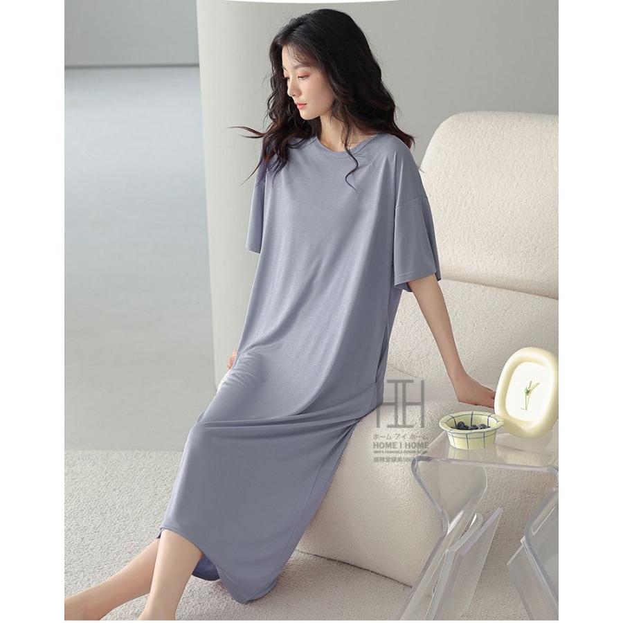 ナイトドレス ネグリジェ スリープドレス レディース 半袖 パッド付き 部屋着 ラウンドネック ワンピース 外出OK 夏 体型カバー おしゃれ 女性 大きいサイズ | ホームアイホーム | 22