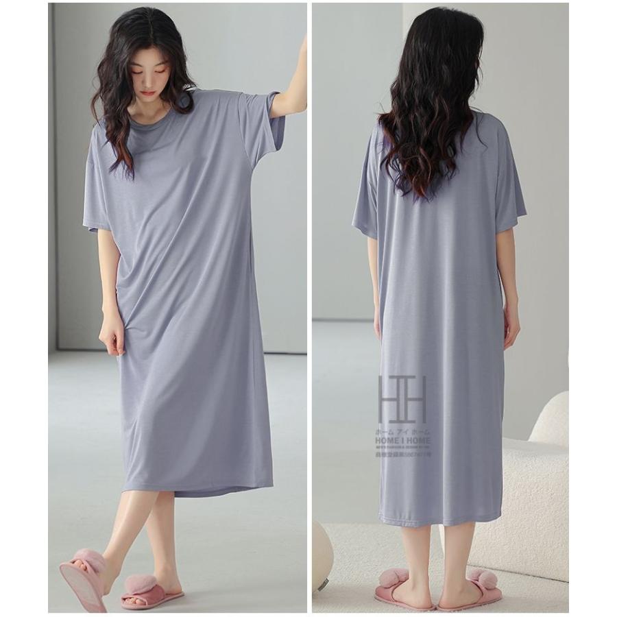 ナイトドレス ネグリジェ スリープドレス レディース 半袖 パッド付き 部屋着 ラウンドネック ワンピース 外出OK 夏 体型カバー おしゃれ 女性 大きいサイズ | ホームアイホーム | 06
