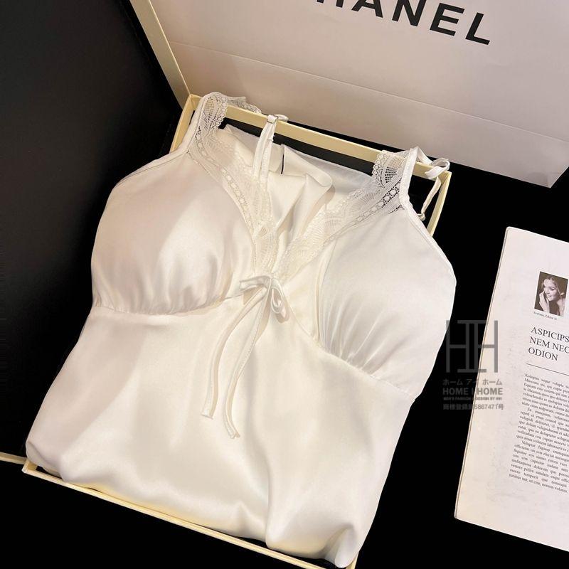 スリップ キャミソールワンピース パジャマ ランジェリー レディース ツルツル カップ付き サテン調 光沢 Vネック 接触冷感 ひんやり 滑らか セクシー 可愛い | ホームアイホーム | 06