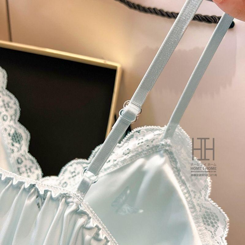 スリップ キャミソールワンピース ランジェリー レディース 蝶柄 Vネック カップ付き 涼感 ひんやり 滑らか 光沢 ナイトドレス 接触冷感 サテン調 可愛い 部屋着 | ホームアイホーム | 13