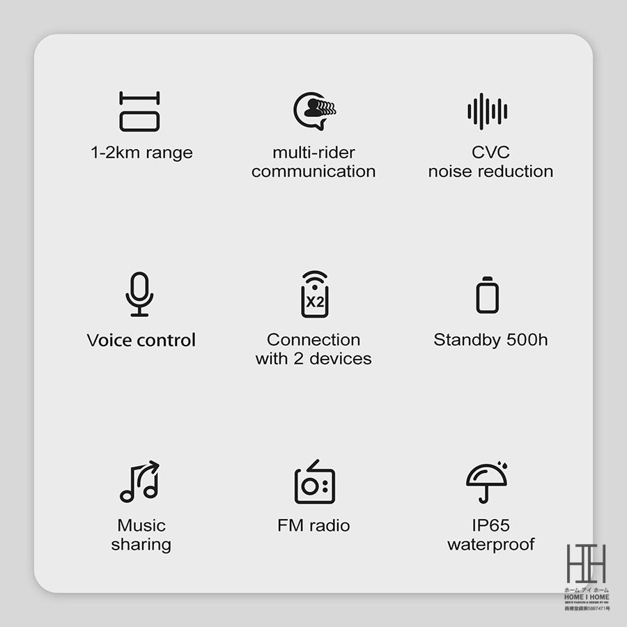 バイク用品 バイク インカム スピーカーマイク グループ対話 最大8人同時通話 通信距離2000m 軽量 タンデム Bluetooth5.1 日本語音声案内 ツーリング 防水 | ブランド登録なし | 12