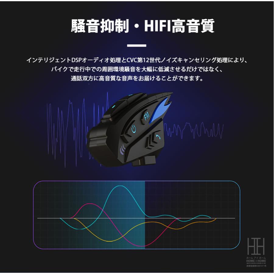 バイク用品 バイク インカム スピーカーマイク グループ対話 最大8人同時通話 通信距離2000m 軽量 タンデム Bluetooth5.1 日本語音声案内 ツーリング 防水 | ブランド登録なし | 06