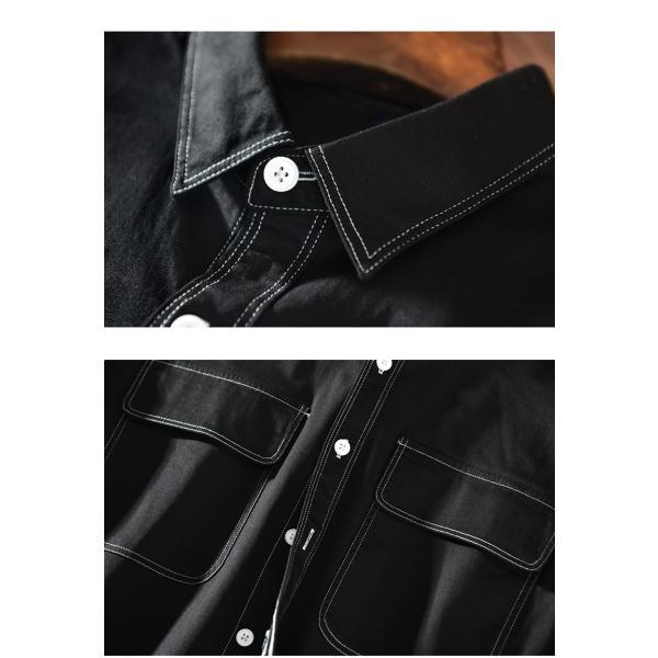 ワークシャツ シャツ メンズ 長袖 シャツジャケット 両ポケット 綿 100 厚手 レギュラーカラー 春服 秋服 ライトアウター 羽織り トップス | ホームアイホーム | 08