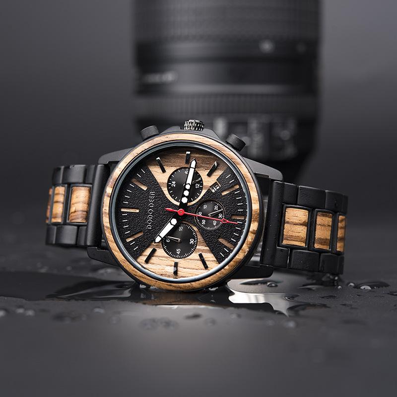腕時計 メンズ ウォッチ クォーツ腕時計 日付表示付き 夜光 24時間表示 腕時計 メンズ 木製 ギフト メンズ腕時計 ビジネス アクセサリー | ホームアイホーム | 10