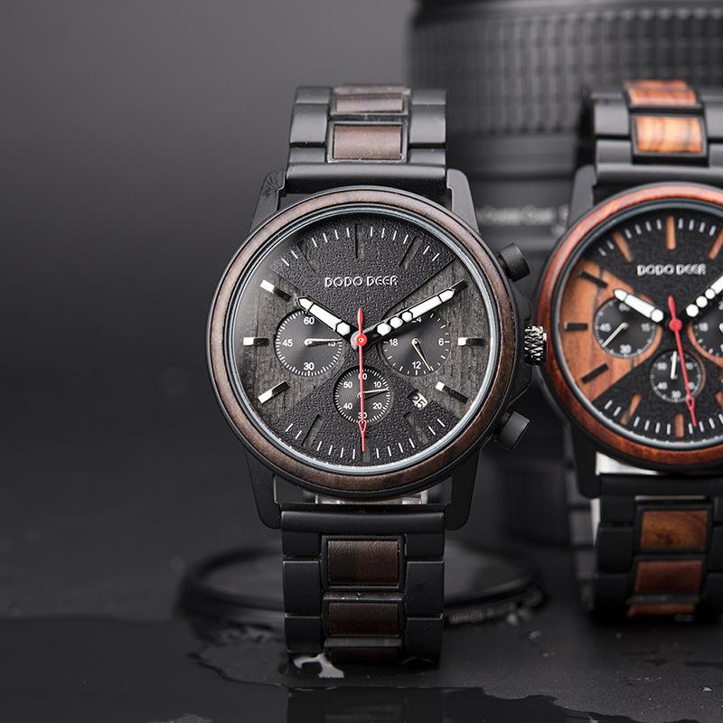 腕時計 メンズ ウォッチ クォーツ腕時計 日付表示付き 夜光 24時間表示 腕時計 メンズ 木製 ギフト メンズ腕時計 ビジネス アクセサリー | ホームアイホーム | 12