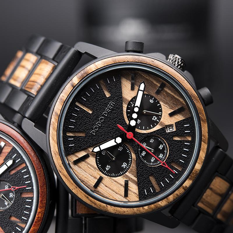 腕時計 メンズ ウォッチ クォーツ腕時計 日付表示付き 夜光 24時間表示 腕時計 メンズ 木製 ギフト メンズ腕時計 ビジネス アクセサリー | ホームアイホーム | 13