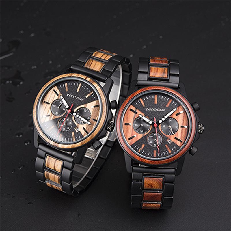 腕時計 メンズ ウォッチ クォーツ腕時計 日付表示付き 夜光 24時間表示 腕時計 メンズ 木製 ギフト メンズ腕時計 ビジネス アクセサリー | ホームアイホーム | 05