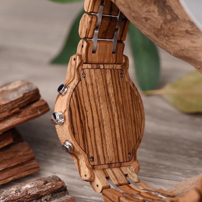 ウォッチ メンズ クォーツ腕時計 腕時計 日付表示付き 夜光 24時間表示 プッシュ式腕時計 タイマー付き 檀木 プレゼント ビジネス アクセサリー | ホームアイホーム | 15