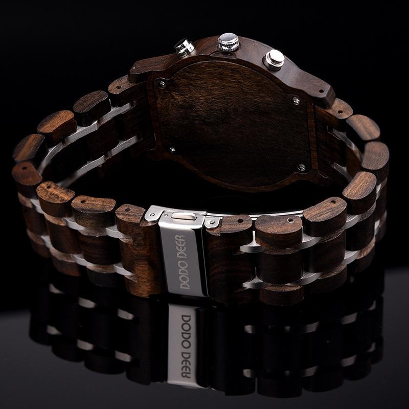 ウォッチ メンズ クォーツ腕時計 腕時計 日付表示付き 夜光 24時間表示 プッシュ式腕時計 タイマー付き 檀木 プレゼント ビジネス アクセサリー | ホームアイホーム | 07