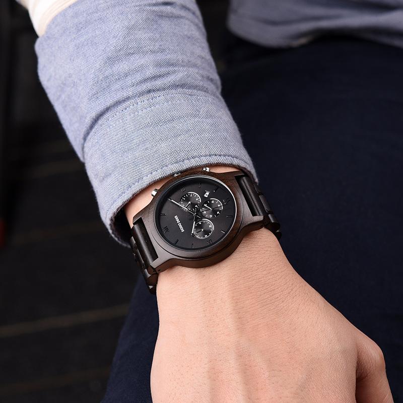 ウォッチ メンズ クォーツ腕時計 腕時計 日付表示付き 夜光 24時間表示 プッシュ式腕時計 タイマー付き 檀木 プレゼント ビジネス アクセサリー | ホームアイホーム | 08