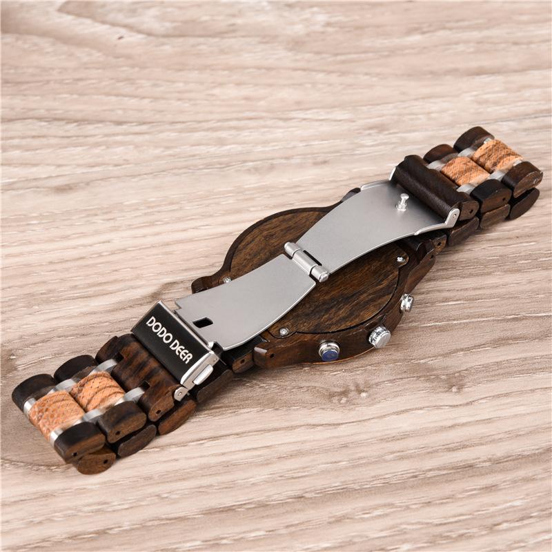 ウォッチ メンズ クォーツ腕時計 腕時計 日付表示付き 夜光 24時間表示 プッシュ式腕時計 タイマー付き 檀木 プレゼント ビジネス アクセサリー | ホームアイホーム | 12