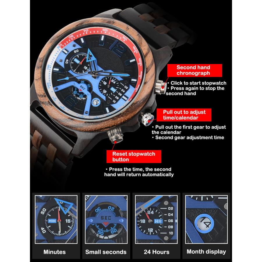 腕時計 メンズ 日本製クォーツムーブメント ウォッチ 日付表示付き 夜光 24時間表示 プッシュ式 タイマー付き ビジネス アクセサリー クォーツ腕時計 | ホームアイホーム | 14