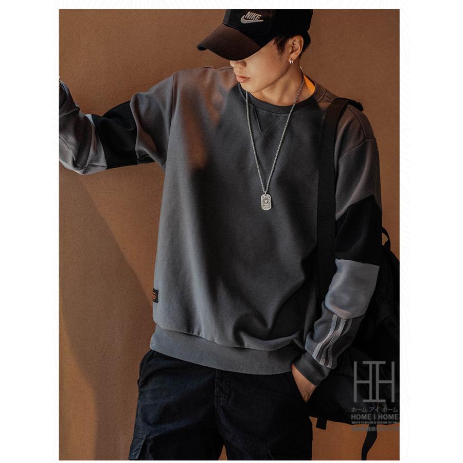 トレーナー メンズ 長袖 バックプリント 切り替え 配色 スウェット 大きいサイズ おしゃれ プルオーバー 春 秋 冬 部屋着 ルームウェア クルーネック トップス | ホームアイホーム | 15