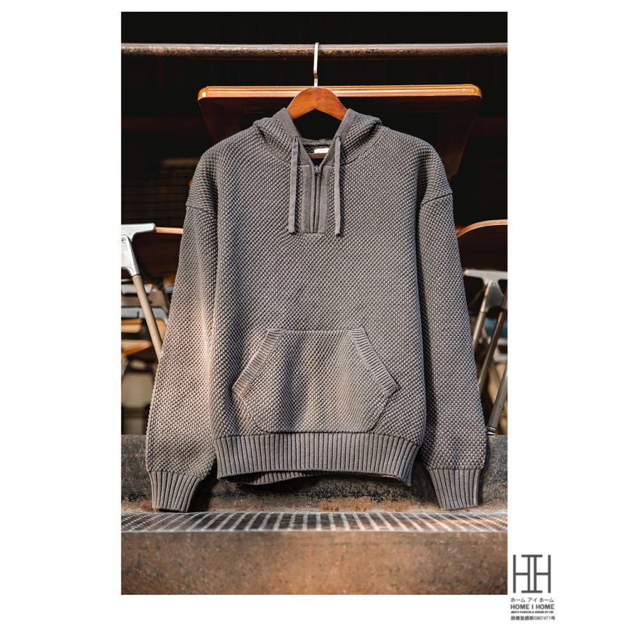 ニットパーカー セーター メンズ ニット トップス 秋冬 ハーフジップ フード付き 大きいサイズ カンガルーポケット カジュアル プルオーバー 編みニット | ホームアイホーム | 04
