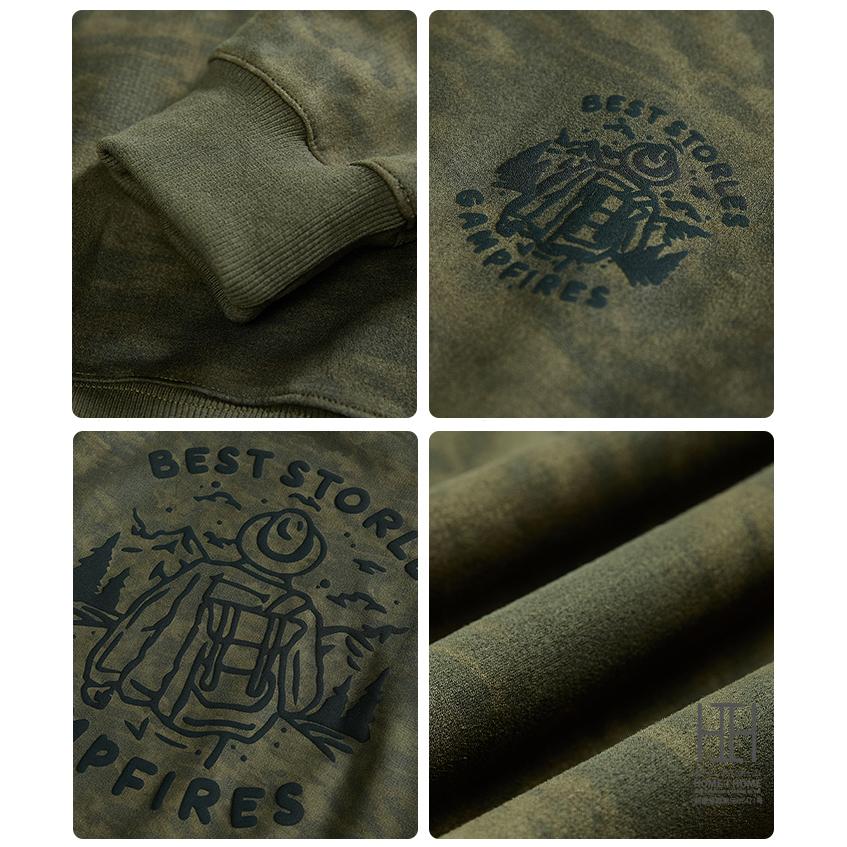 スウェードタッチパーカー スウェードパーカー メンズ トレーナー ヘビーウェイト プルオーバー 長袖 ロゴ プリント 迷彩 カモフラージュ おしゃれ 大きいサイズ | ホームアイホーム | 10