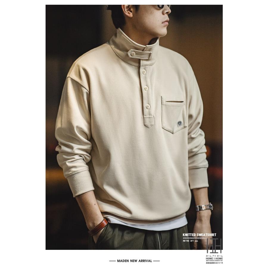 ニットスウェット トレーナー メンズ 長袖 ニットポロ プルオーバー ワンポイント セーター おしゃれ Tシャツ ロンT 大きいサイズ トップス アウトドア スエット | ホームアイホーム | 11