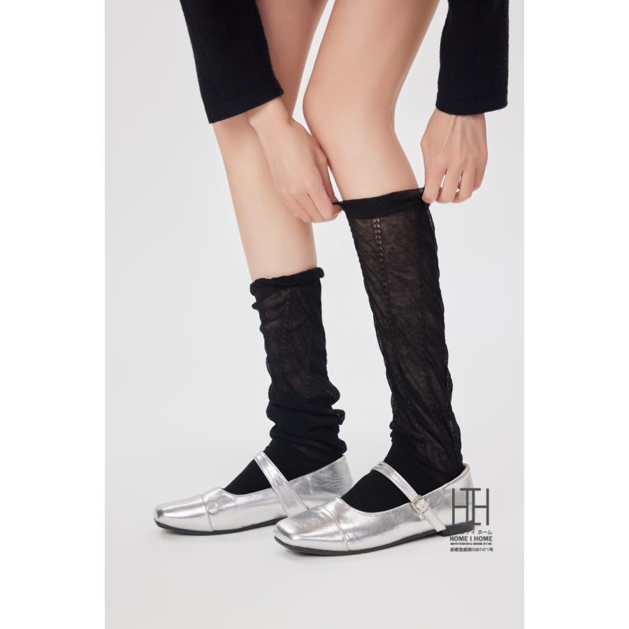 たるみソックス ハイソックス 靴下 レディース 綿 可愛い 薄手 透け感 レース 網タイツ風 セクシー バレエ ガーリー 通気性 カジュアル 22-24.5cm おしゃれ 人気 | ホームアイホーム | 20