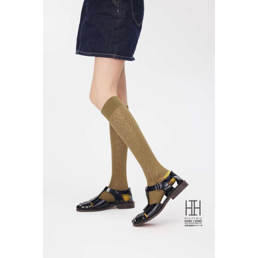 ハイソックス レディース ロング丈 美脚 スリム 着圧 ストレッチ 綿 おしゃれ 通気性 メッシュ 透け感 抗菌 防臭 吸汗 ストリート 切り替え ギフト 22-24.5cm | ホームアイホーム | 16