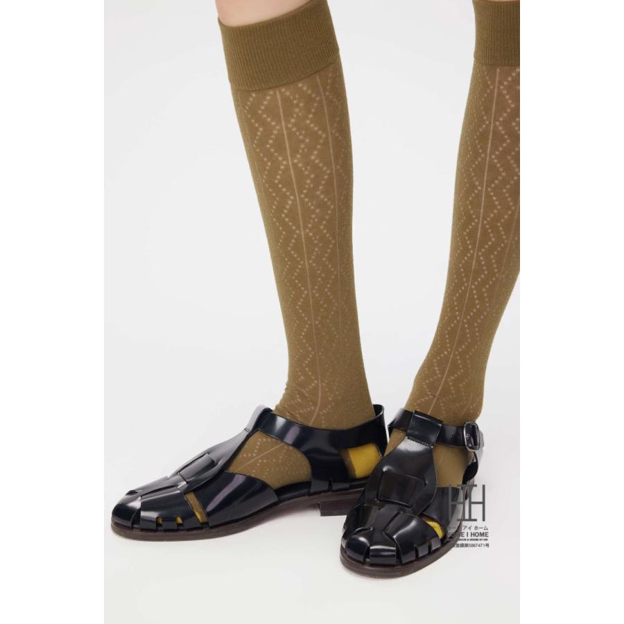 ハイソックス レディース ロング丈 美脚 スリム 着圧 ストレッチ 綿 おしゃれ 通気性 メッシュ 透け感 抗菌 防臭 吸汗 ストリート 切り替え ギフト 22-24.5cm | ホームアイホーム | 17