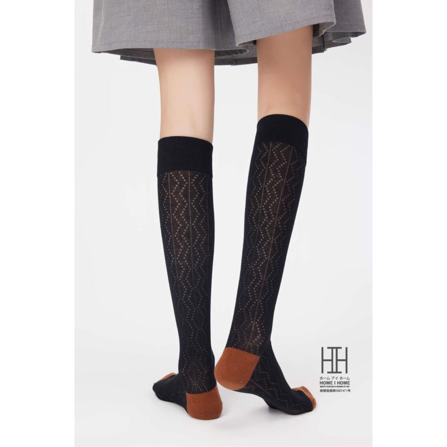 ハイソックス レディース ロング丈 美脚 スリム 着圧 ストレッチ 綿 おしゃれ 通気性 メッシュ 透け感 抗菌 防臭 吸汗 ストリート 切り替え ギフト 22-24.5cm | ホームアイホーム | 23