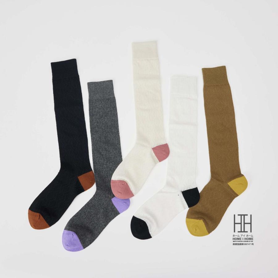 ハイソックス レディース ロング丈 美脚 スリム 着圧 ストレッチ 綿 おしゃれ 通気性 メッシュ 透け感 抗菌 防臭 吸汗 ストリート 切り替え ギフト 22-24.5cm | ホームアイホーム | 08