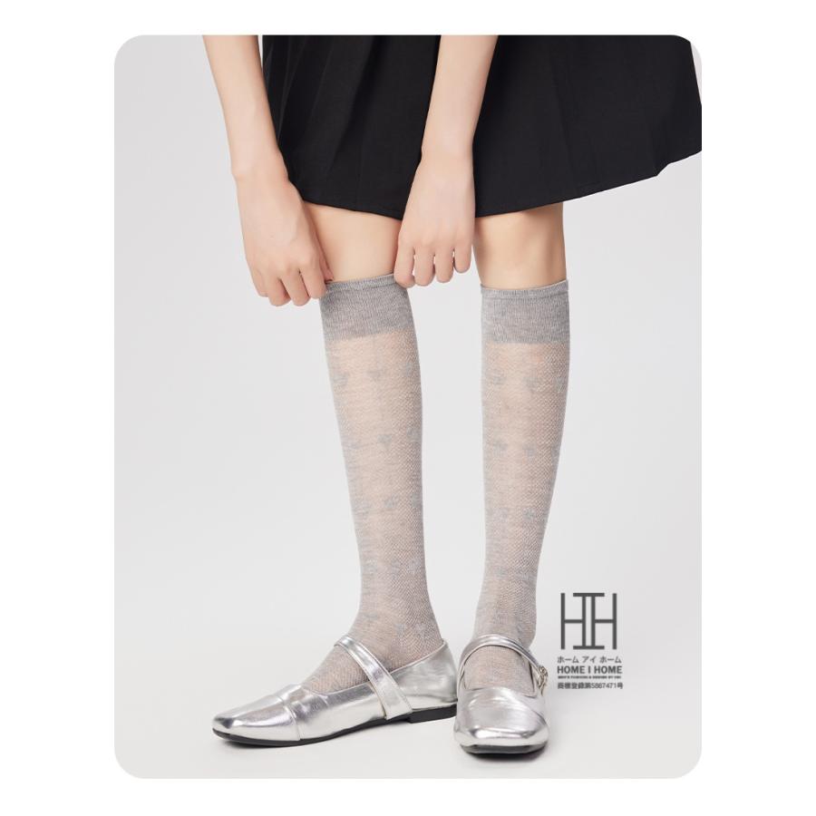 ハイソックス 靴下 レディース ハート柄 メッシュ 透け感 薄手 軽量 通気性 抗菌 吸汗速乾 消臭機能 ストレッチ ガーリー かわいい 美脚 吸湿性 JK 学生 ギフト | ホームアイホーム | 19