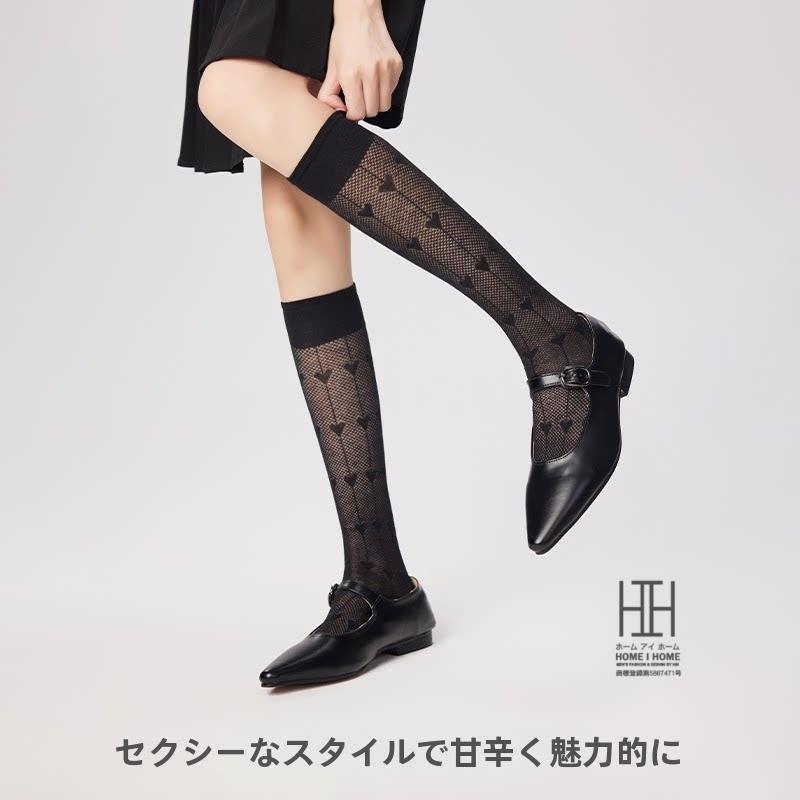 ハイソックス 靴下 レディース ハート柄 メッシュ 透け感 薄手 軽量 通気性 抗菌 吸汗速乾 消臭機能 ストレッチ ガーリー かわいい 美脚 吸湿性 JK 学生 ギフト | ホームアイホーム | 09