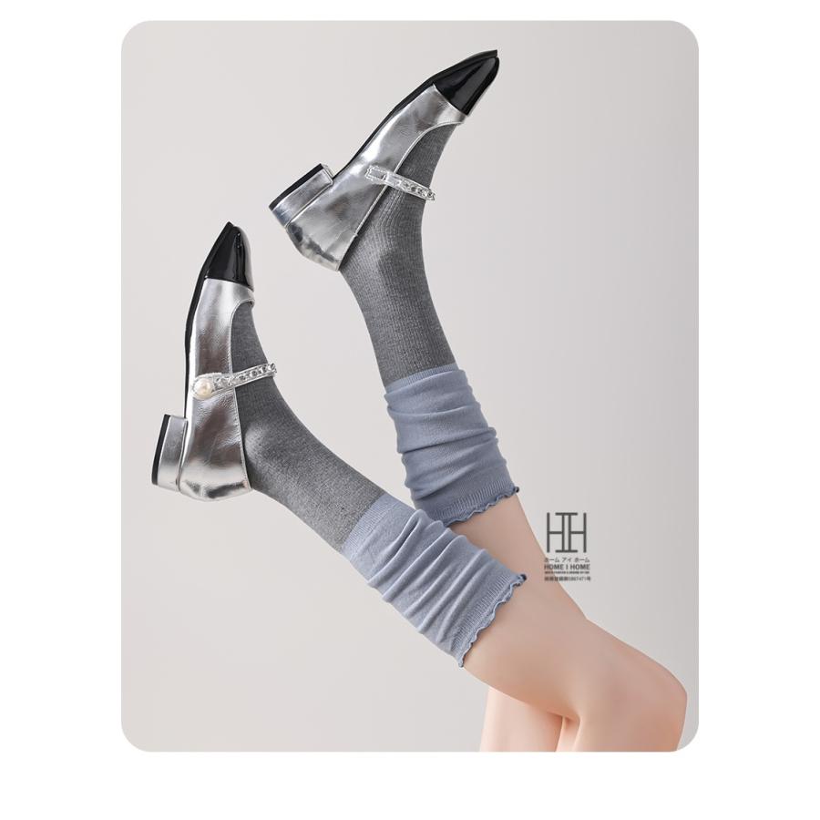 ニーハイソックス たるみソックス レディース フリル 配色デザイン 綿 柔らかい 2WAY おしゃれ 人気 ギフト 抗菌 吸汗速乾 ソックス 消臭機能 通気性 快適 靴下 | ホームアイホーム | 16