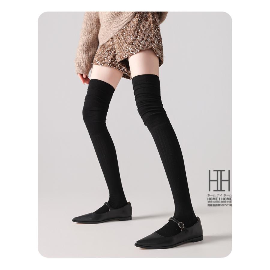 ニーハイソックス 靴下 レディース 膝上 ロング丈 メリノウール混紡 暖かい 柔らかい たるみソックス 美脚 脚長 JK 抗菌 消臭 吸汗 通気性 ストレッチ 22-24.5cm | ホームアイホーム | 17